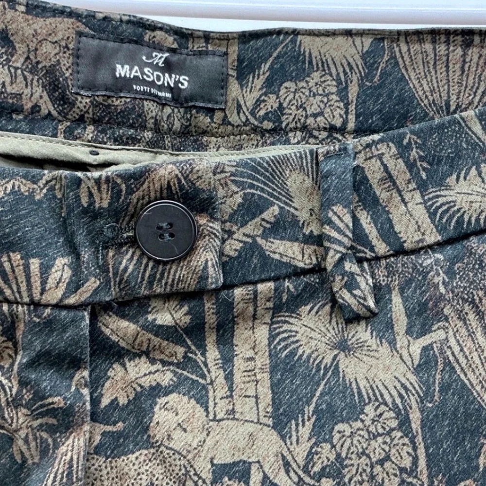 Masons New York Slim‎ Jacquard Brocade Jungle Animal Print Pants Safari Italian
